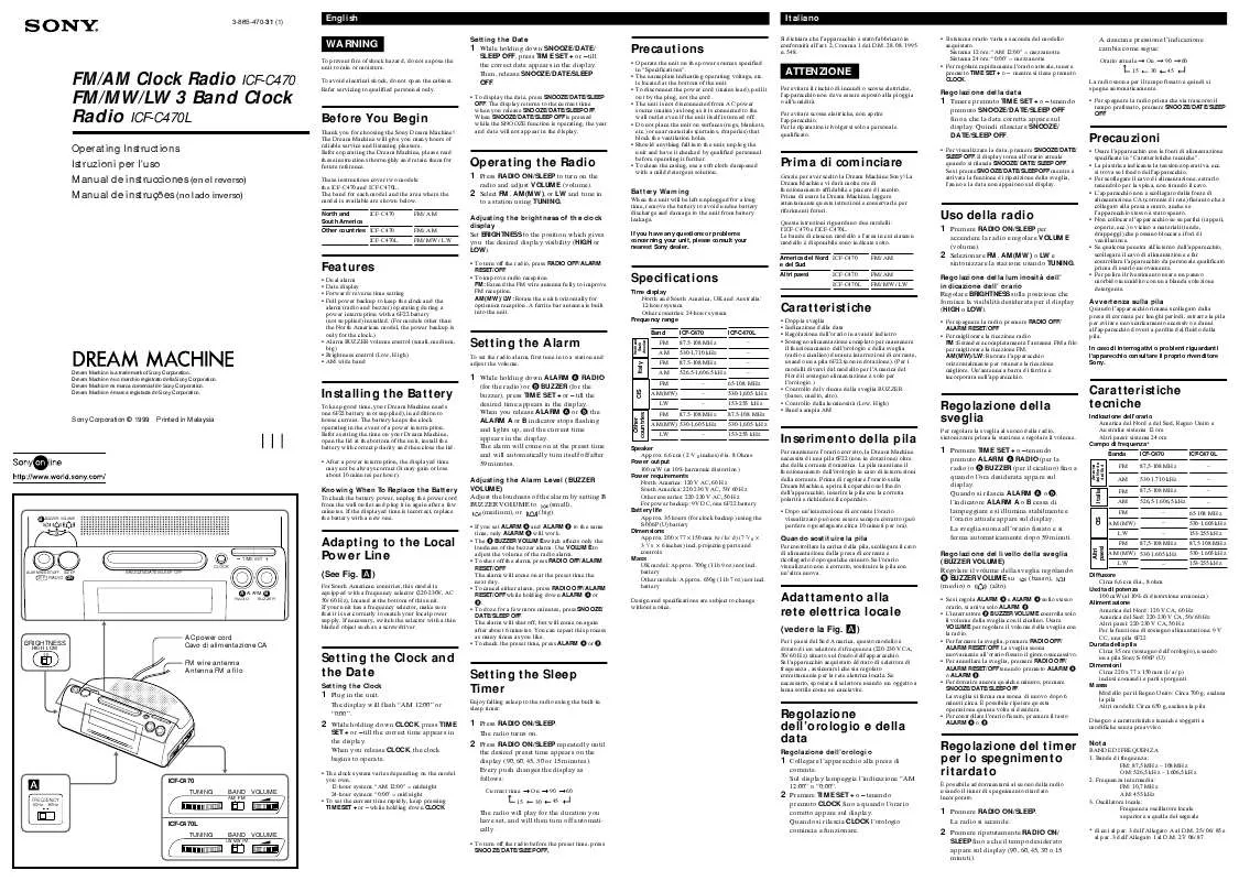 Mode d'emploi SONY ICF-C470