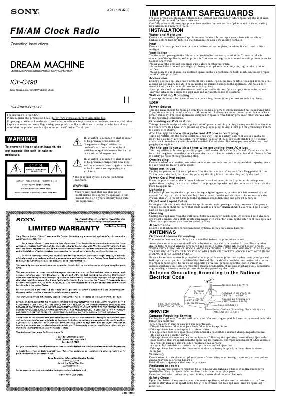 Mode d'emploi SONY ICF-C490