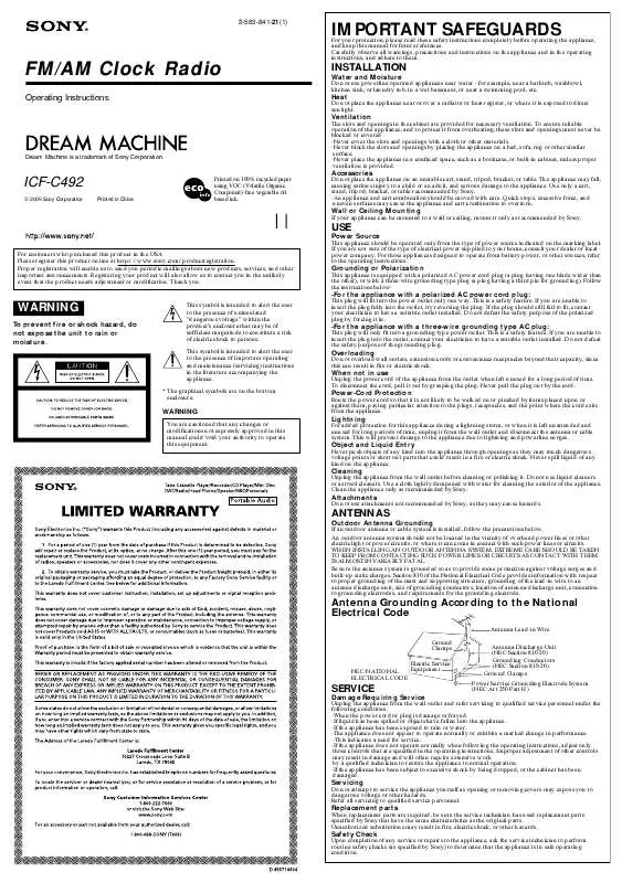 Mode d'emploi SONY ICF-C492