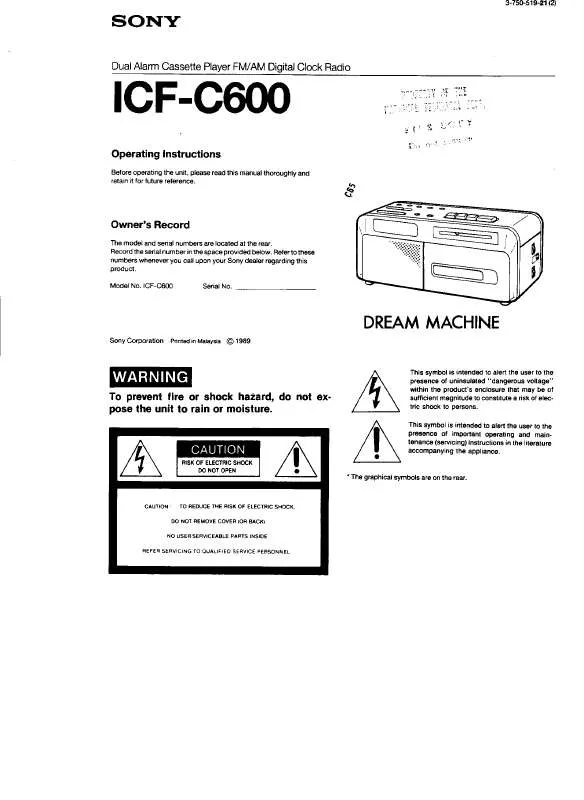 Mode d'emploi SONY ICF-C600