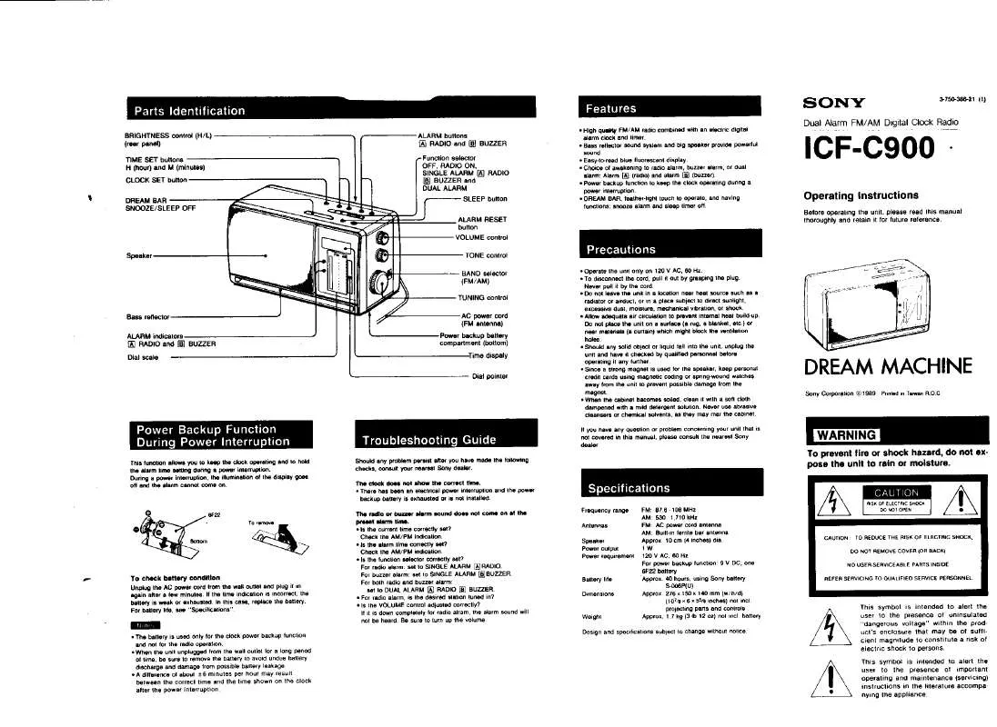 Mode d'emploi SONY ICF-C900