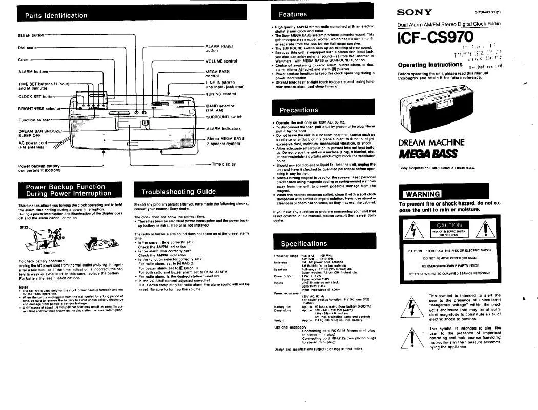 Mode d'emploi SONY ICF-CS970