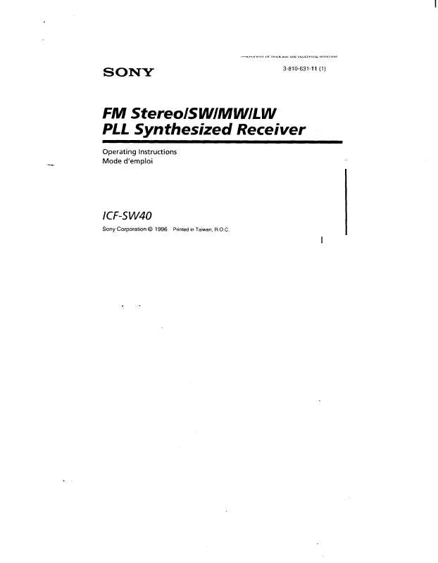 Mode d'emploi SONY ICF-SW40