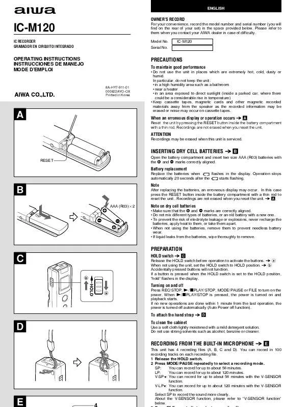 Mode d'emploi SONY ICM120