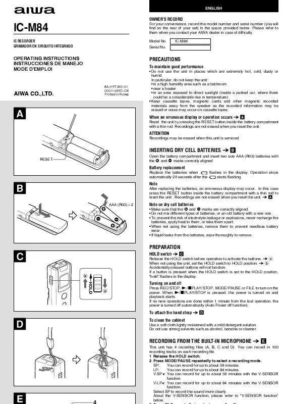 Mode d'emploi SONY ICM84