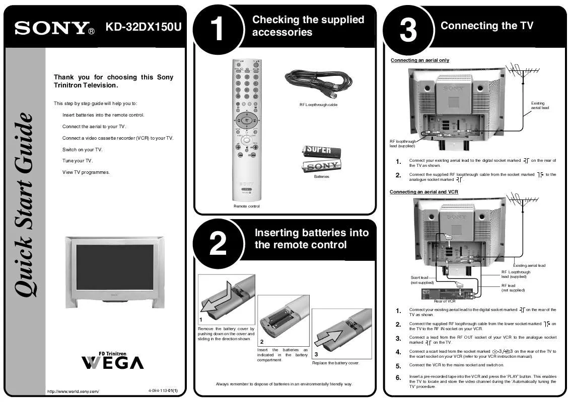 Mode d'emploi SONY KD-32DX150U