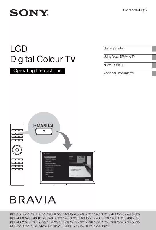 Mode d'emploi SONY BRAVIA KDL-22EX325