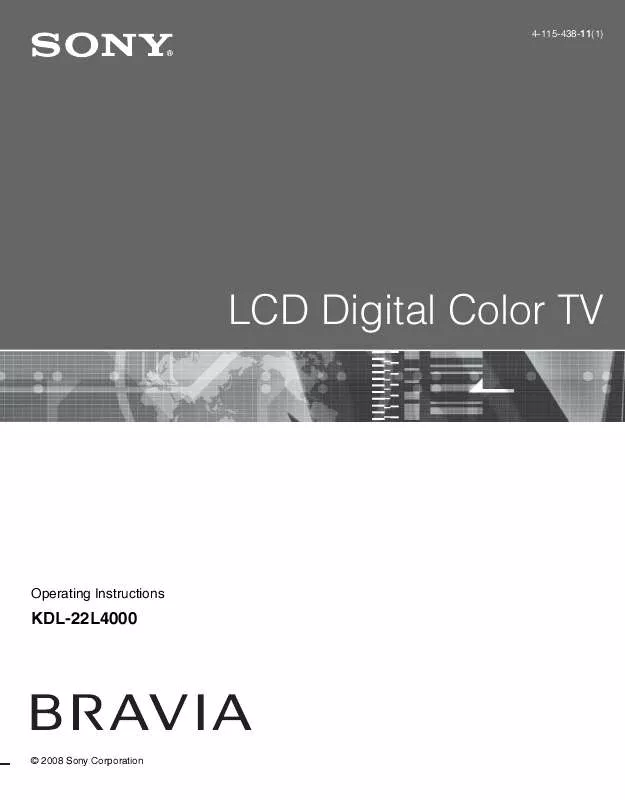 Mode d'emploi SONY BRAVIA KDL-22L4000