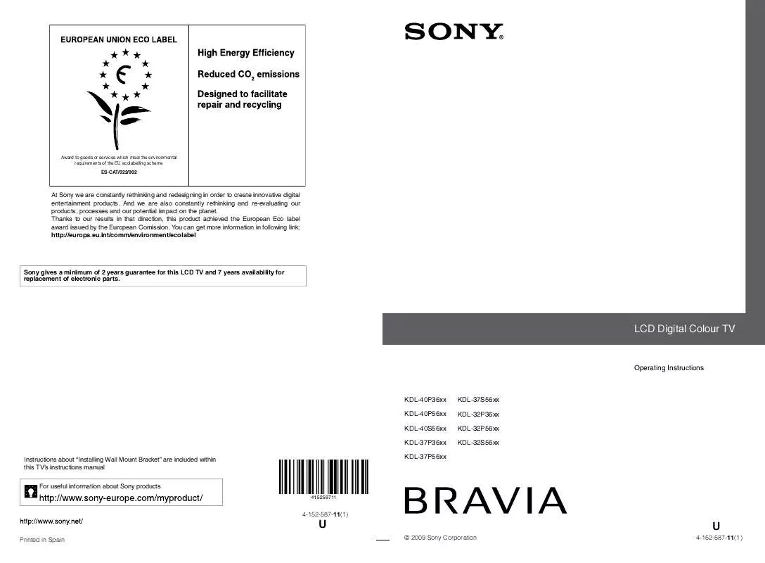 Mode d'emploi SONY KDL-32P5600