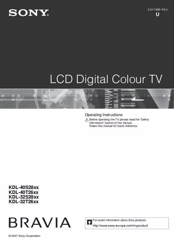 Mode d'emploi SONY KDL-32S2800