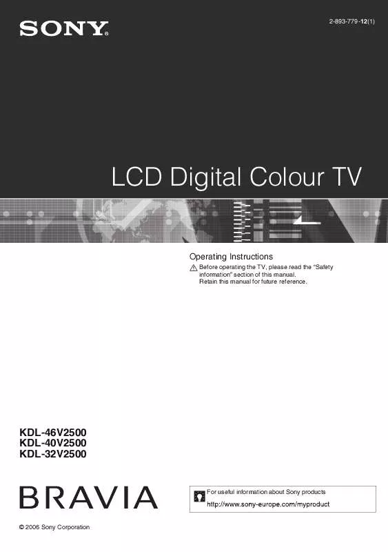 Mode d'emploi SONY KDL-32V2500