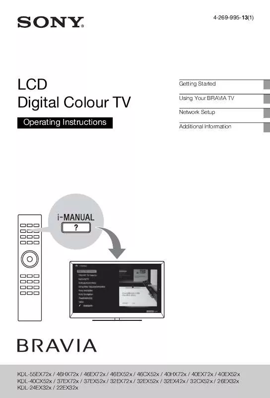 Mode d'emploi SONY BRAVIA KDL-37EX524