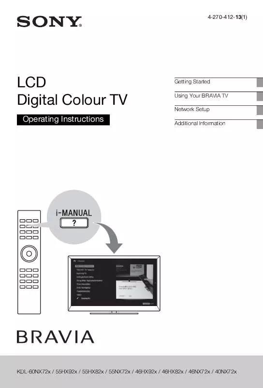 Mode d'emploi SONY BRAVIA KDL-40NX723