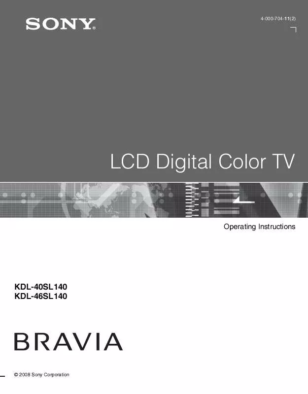 Mode d'emploi SONY BRAVIA KDL-40SL140