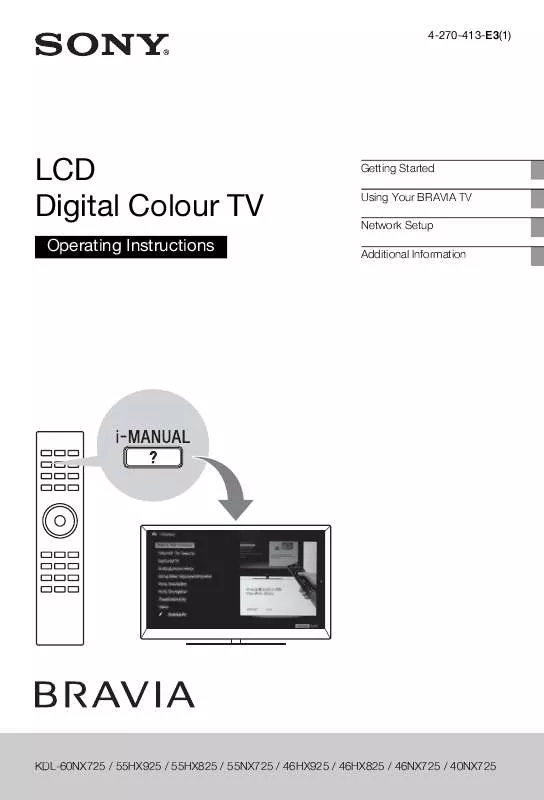 Mode d'emploi SONY KDL-46HX825