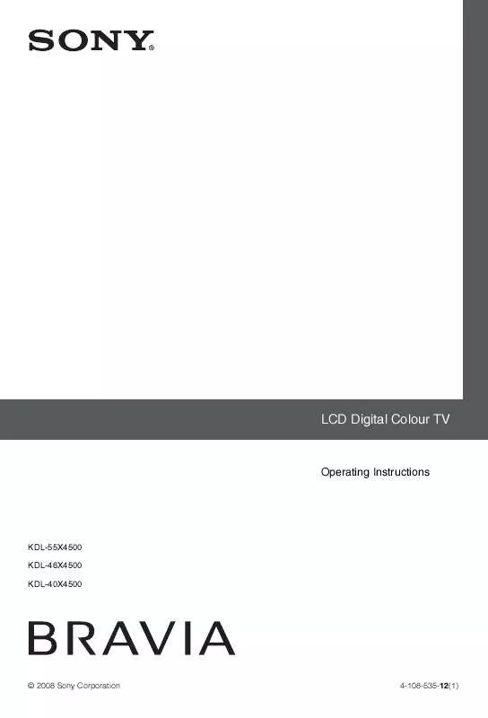 Mode d'emploi SONY KDL-46X4500