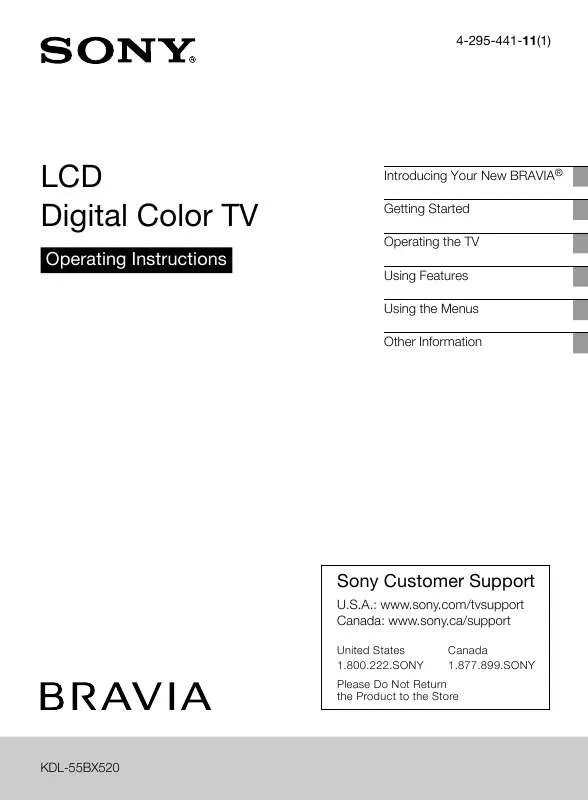 Mode d'emploi SONY BRAVIA KDL-55BX520