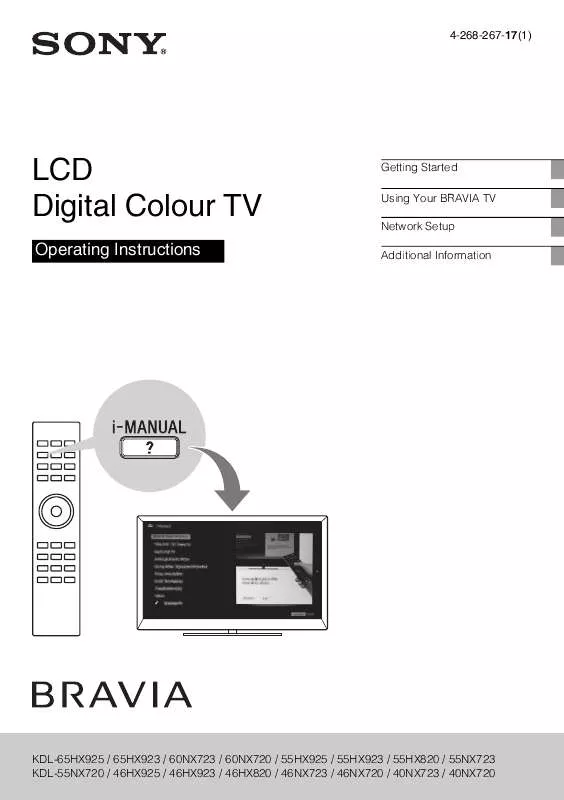 Mode d'emploi SONY BRAVIA KDL-55HX923