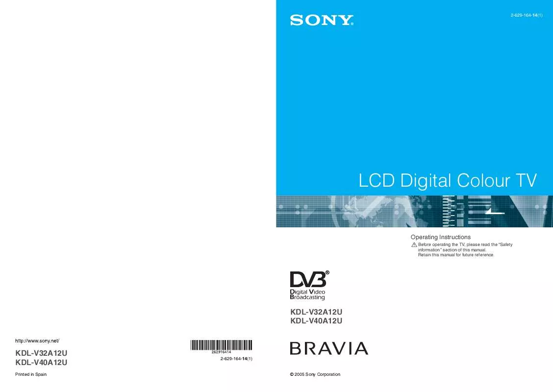 Mode d'emploi SONY KDL-V40A12U