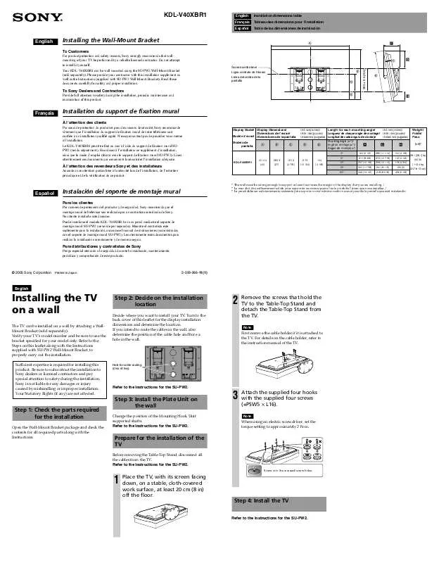 Mode d'emploi SONY KD-LV26 32 40XBR1