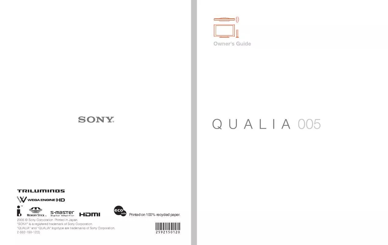 Mode d'emploi SONY KDX-46Q005