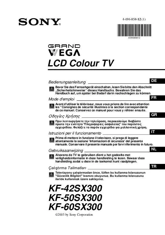 Mode d'emploi SONY KF-60SX300