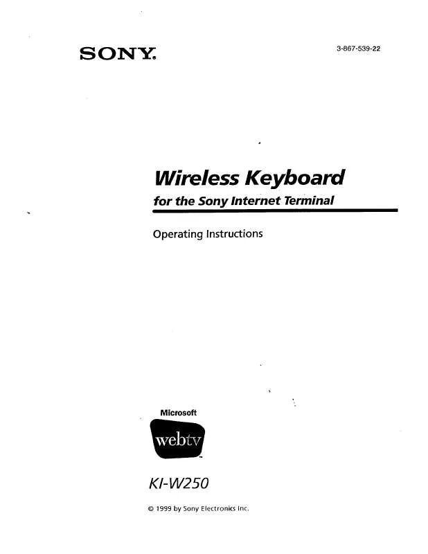 Mode d'emploi SONY KI-W250