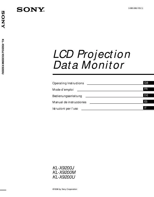 Mode d'emploi SONY KL-X9200U