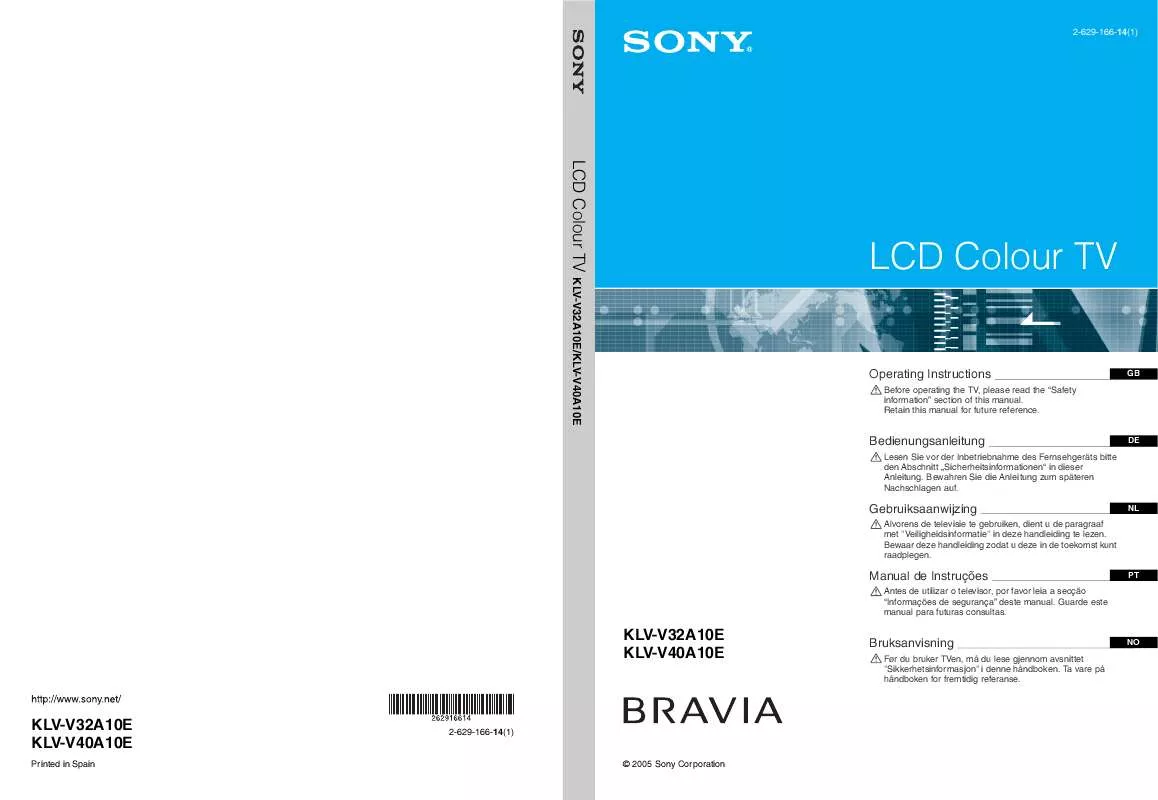 Mode d'emploi SONY KLV-V40A10E