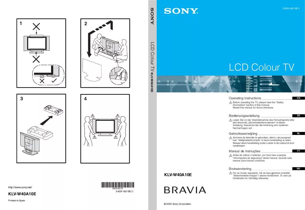 Mode d'emploi SONY KLV-W40A10E