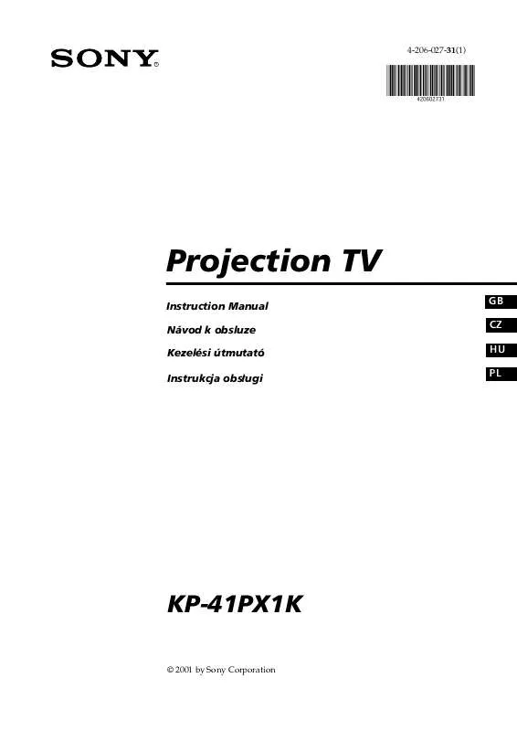 Mode d'emploi SONY KP-41PX1K