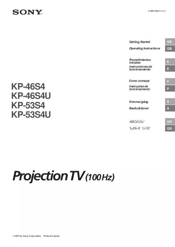 Mode d'emploi SONY KP-46S4