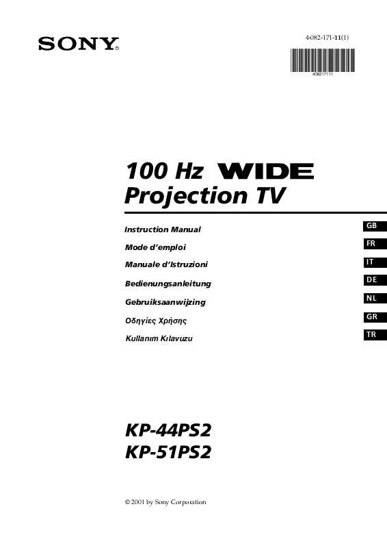 Mode d'emploi SONY KP-51PS2