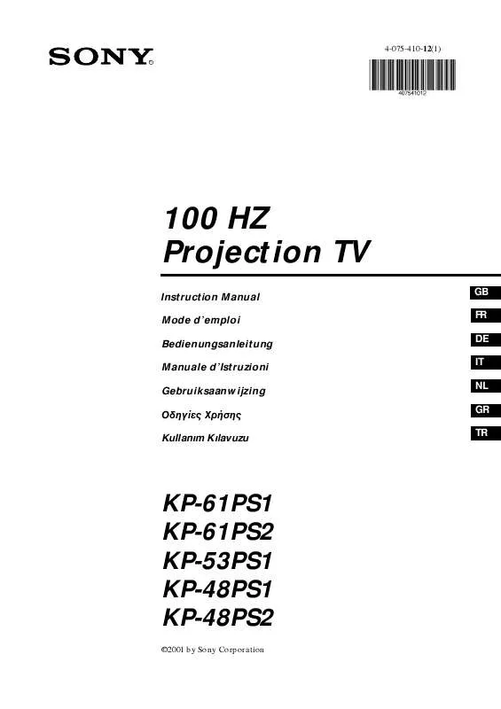 Mode d'emploi SONY KP-61PS2