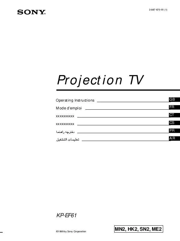 Mode d'emploi SONY KP-EF61SN2