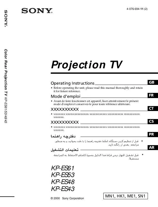 Mode d'emploi SONY KP-ES43MN1