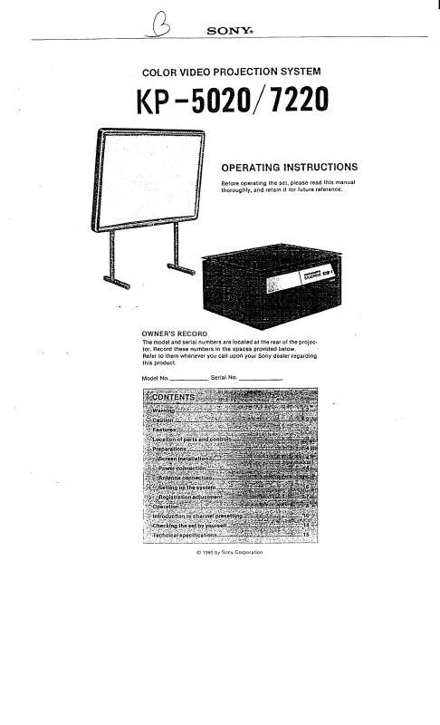 Mode d'emploi SONY KP-5020