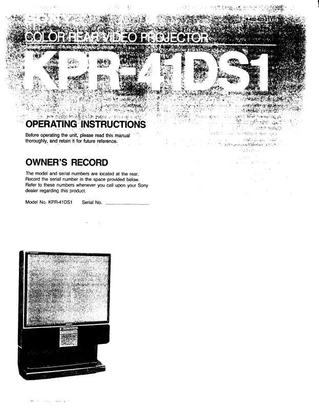 Mode d'emploi SONY KP-R41DS1