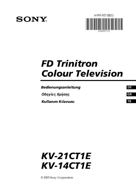 Mode d'emploi SONY KV-14CT1E