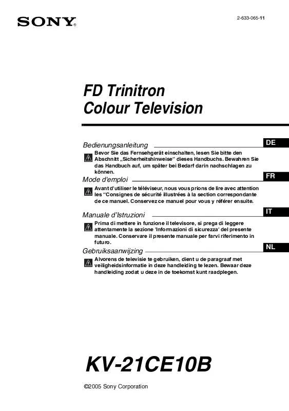 Mode d'emploi SONY KV-21CE10B