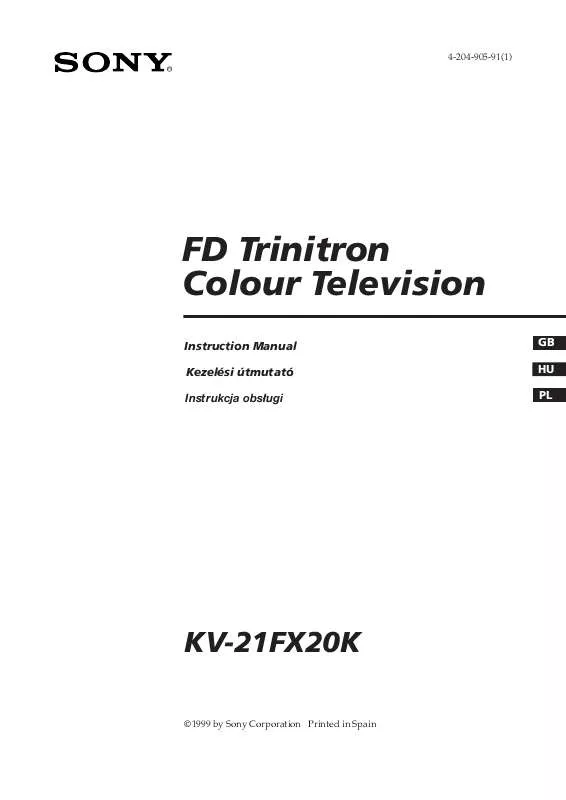 Mode d'emploi SONY KV-21FX20K