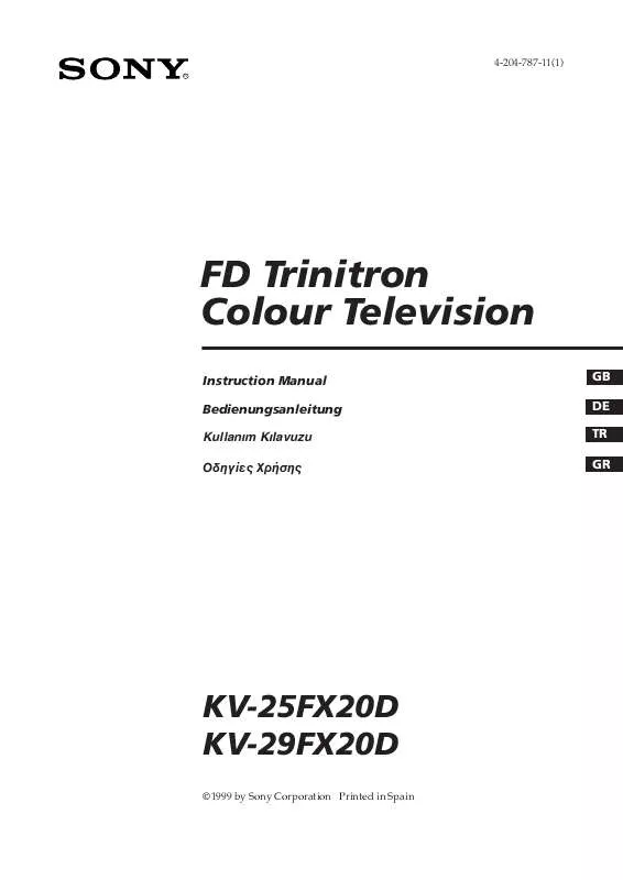 Mode d'emploi SONY KV-25FX20D