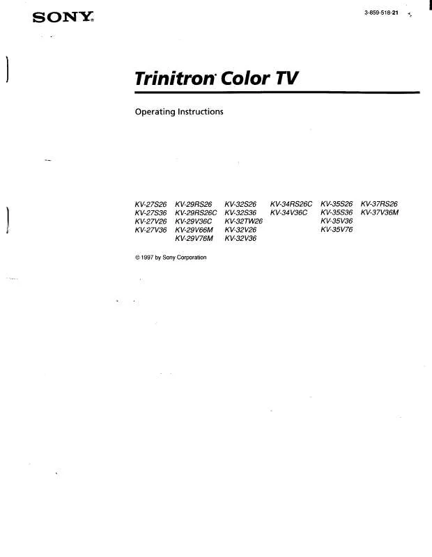 Mode d'emploi SONY KV-27S36