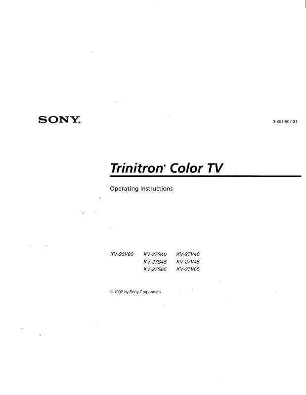 Mode d'emploi SONY KV-27S40