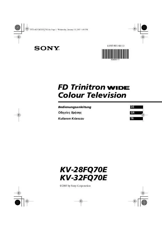 Mode d'emploi SONY KV-28FQ70E