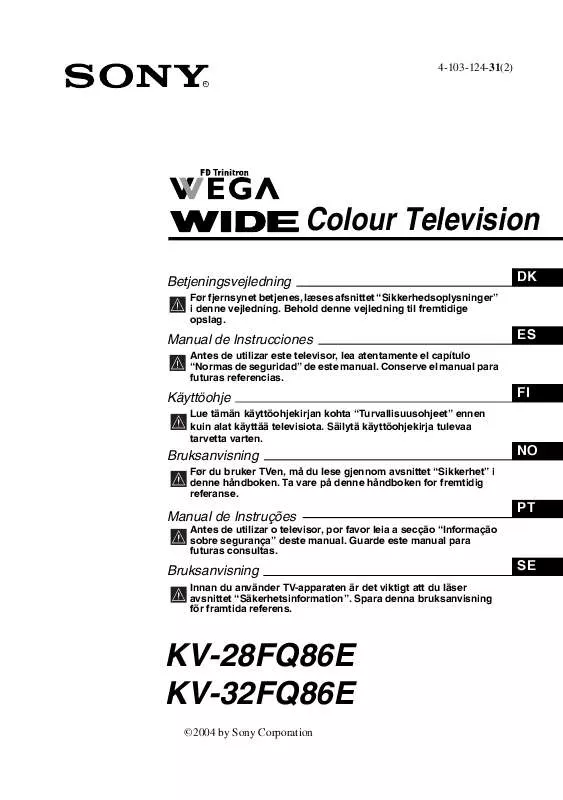 Mode d'emploi SONY KV-28FQ86E