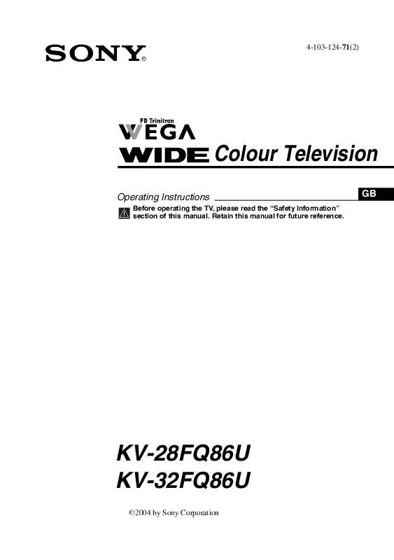 Mode d'emploi SONY KV-28FQ86U