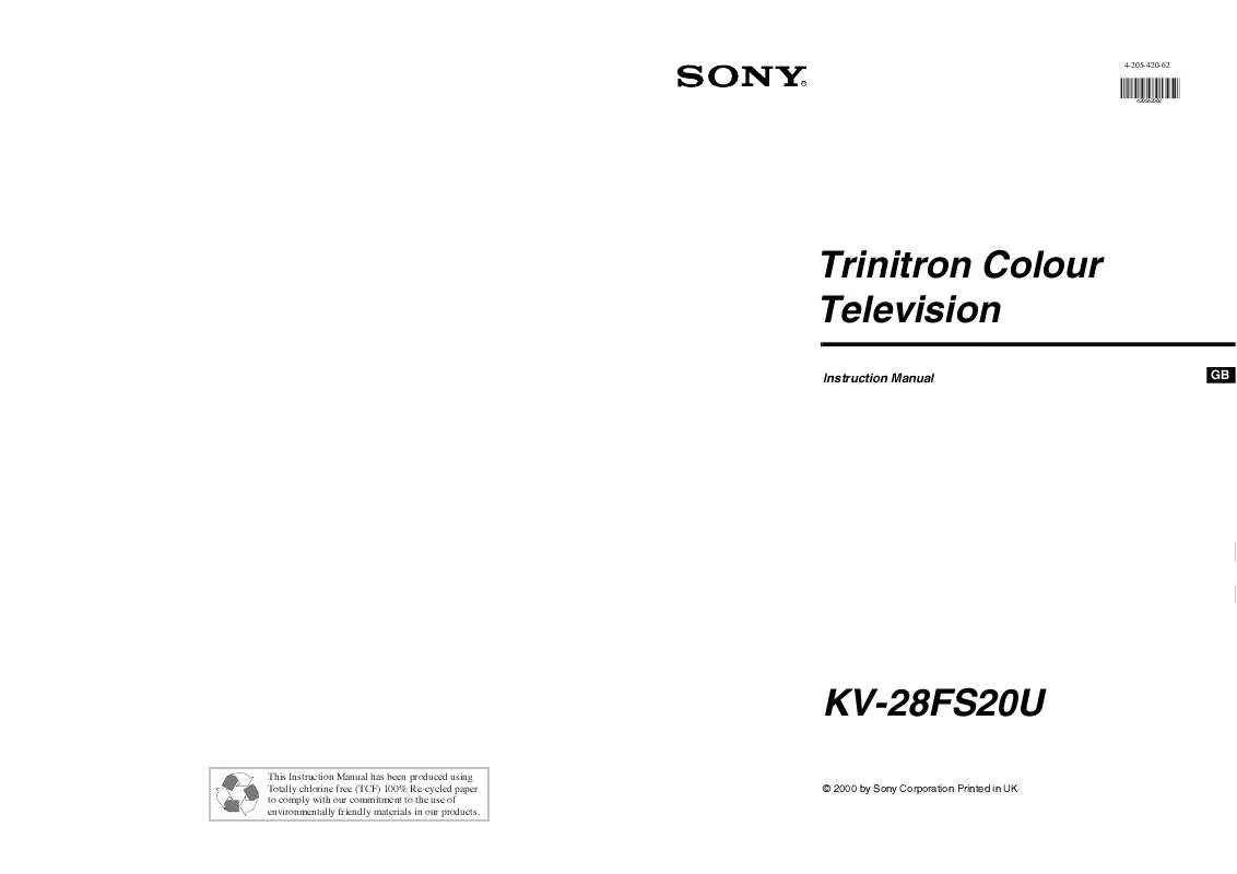 Mode d'emploi SONY KV-28FS20U