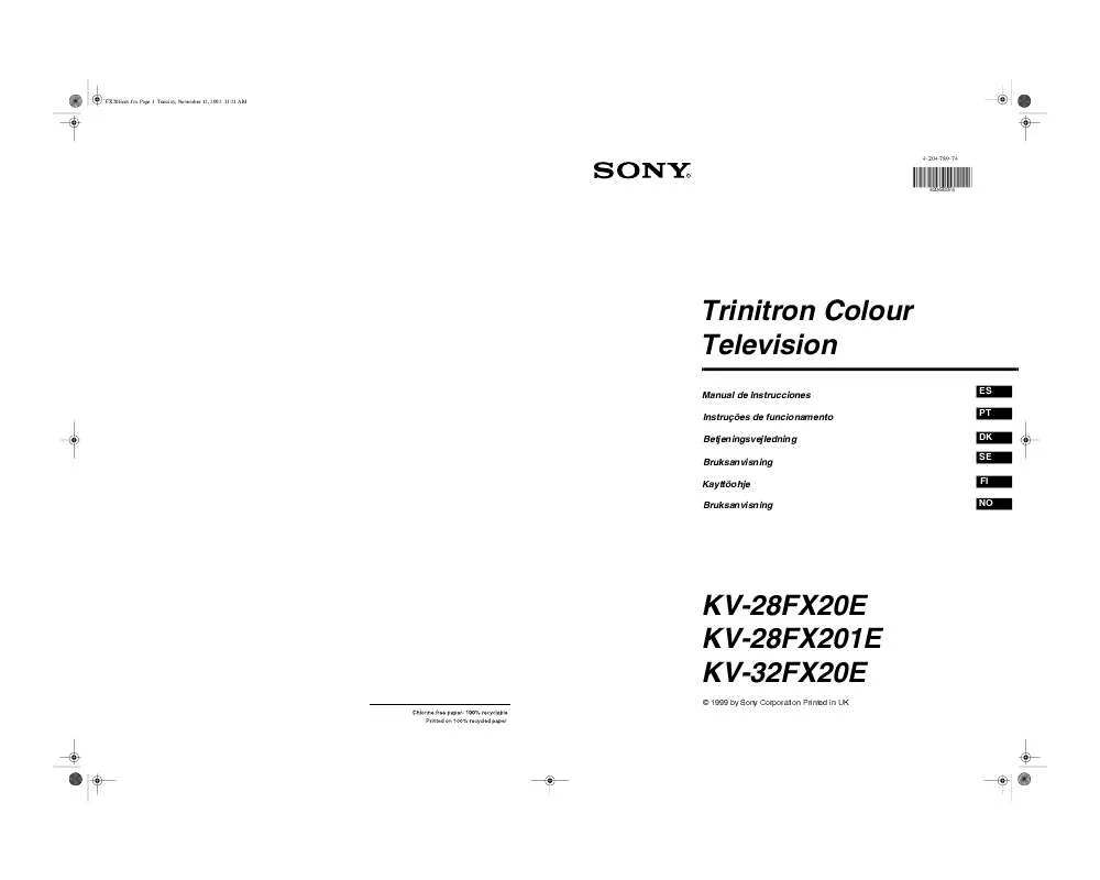 Mode d'emploi SONY KV-28FX201E