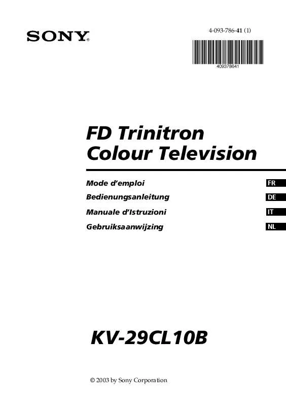 Mode d'emploi SONY KV-29CL10B